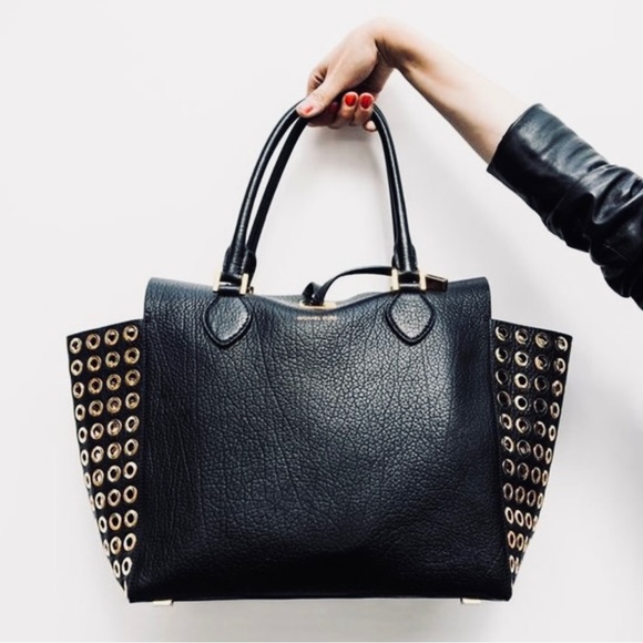 Michael Kors Handbags - Celebrity Favorite!! RARE Luxury Michael Kors Miranda Pebbled Leather Gold Grom…